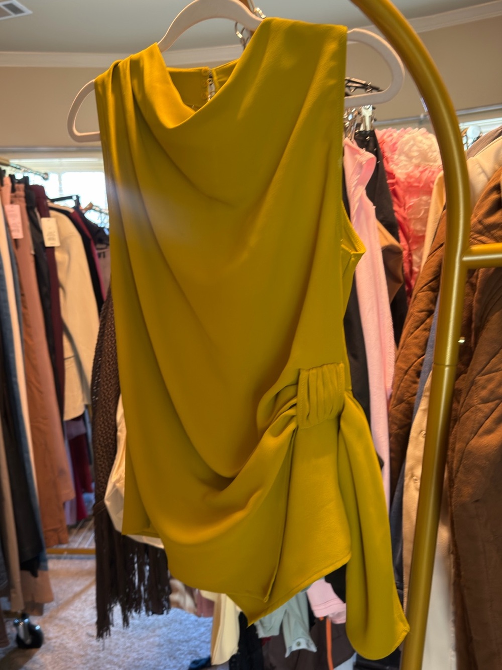 Zara NWT Sleeveless Draped Dress with Side draping - Green